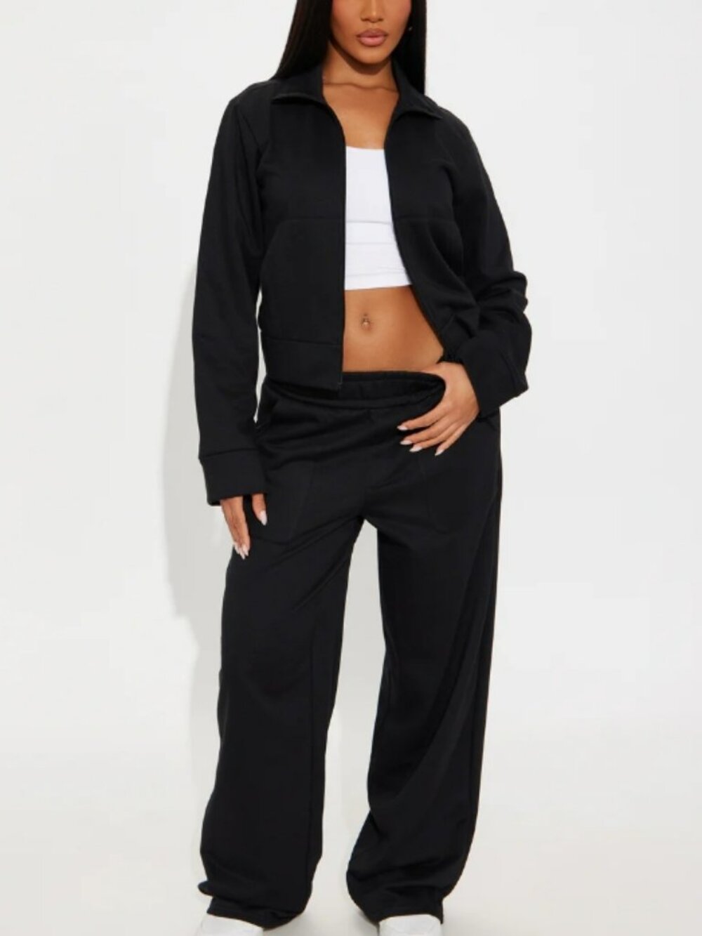 Blake Zip Up Fleece Pant Set - Black XL
